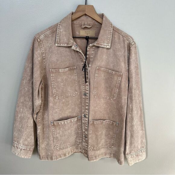 Blank NYC NWT Garment Dye Acid Wash Twill Shirt Jacket in Stoned Size Medium - Picture 4 of 13